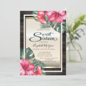 Tropischer Hibiskus Holz süß 16 Einladung (Stehend Vorderseite)