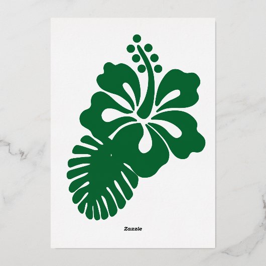 Tropischer Hibiskus im Grünen Folieneinladung (Rückseite)