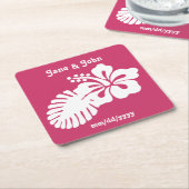 Tropischer Hibiskus im Raspberry Paper Untersetzer (angewinkelt)