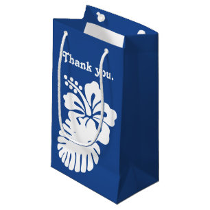 Tropischer Hibiskus in der Blue-Gift-Tasche Kleine Geschenktüte