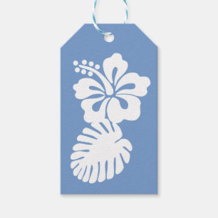 Tropischer Hibiskus in Periwinkle-Geschenkmarke Geschenkanhänger