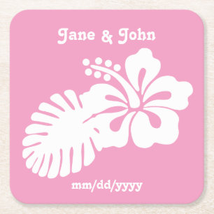 Tropischer Hibiskus in Pink-Papier-Untersetzer Rechteckiger Pappuntersetzer