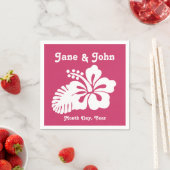 Tropischer Hibiskus in Raspberry Napkins Serviette (Beispiel)