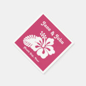 Tropischer Hibiskus in Raspberry Napkins Serviette (Ecke)