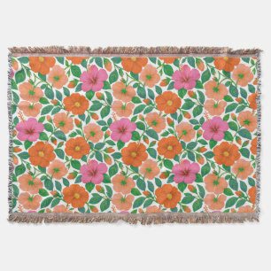 Tropischer Hibiskus in Rosa, Pfirsich und Orange Decke