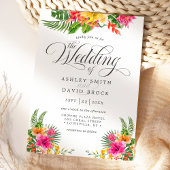 Tropischer Hibiskus-Kalligrafie-Hochzeit Einladung