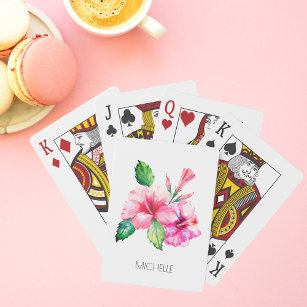 Tropischer Hibiskus mit Wasserfarben Personalisier Spielkarten