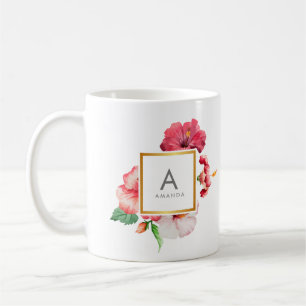 TROPISCHER Hibiskus-Monogramm für Giralfarben-Blum Kaffeetasse