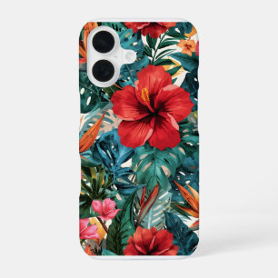 Tropischer Hibiskus- & Monstera-Blätter-Handyhülle iPhone 16 Hülle