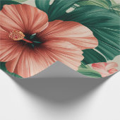 Tropischer Hibiskus & Monstera Geschenkpapier (Ecke)