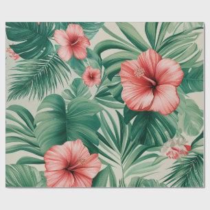 Tropischer Hibiskus & Monstera Geschenkpapier