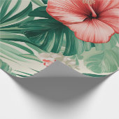 Tropischer Hibiskus & Monstera Geschenkpapier (Ecke)