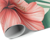 Tropischer Hibiskus & Monstera Geschenkpapier (Rolleneckpunkt)