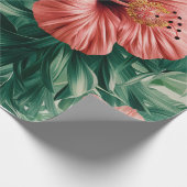 Tropischer Hibiskus & Monstera Geschenkpapier (Ecke)