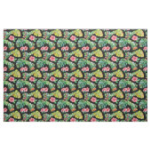 Tropischer Hibiskus Palm Blätter Schwarzes Muster Stoff (Fat Quarter (45,7 x 55,9 cm))