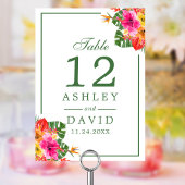 Tropischer Hibiskus Palm Blätter Tischnummer