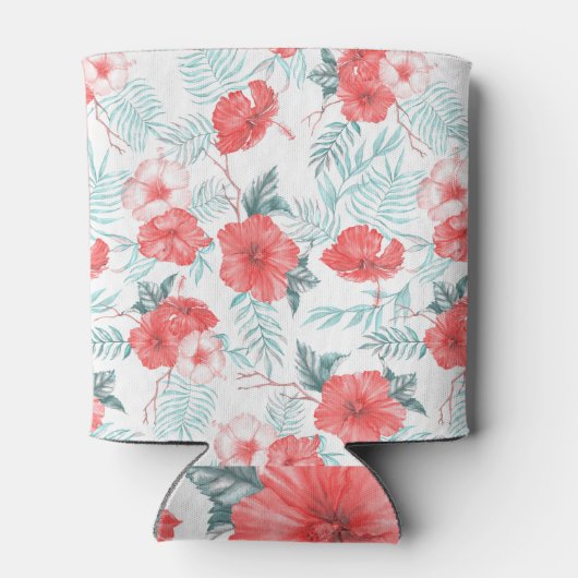 Tropischer Hibiskus Palm Nahtlos drucken Dosenkühler (Rückseite)