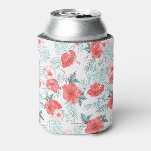 Tropischer Hibiskus Palm Nahtlos drucken Dosenkühler (Kanne Rückseite)