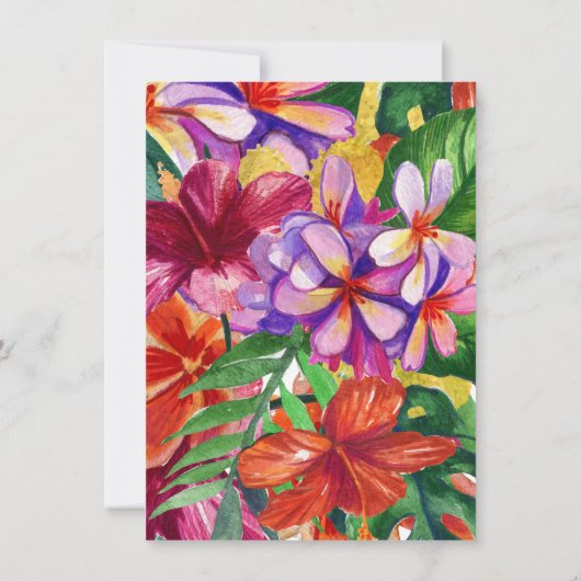 Tropischer Hibiskus, Plumeria & Palm | Hochzeit Einladung (Rückseite)