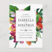 Tropischer Hibiskus, Plumeria & Palm | SAVE THE DA Ankündigungspostkarte (Vorderseite)