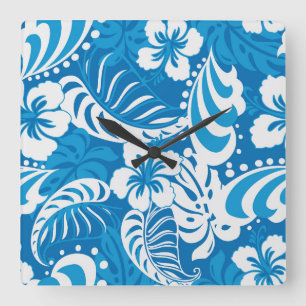 Tropischer Hibiskus Quadratische Wanduhr