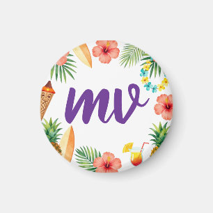 Tropischer Hibiskus Rahmen Aloha Stimmung Magnet