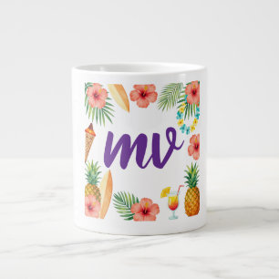 Tropischer Hibiskus-Rahmen Aloha-Vibes Jumbo-Tasse
