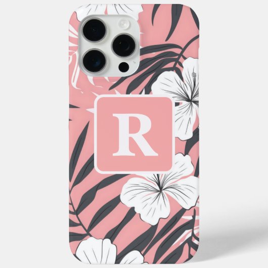 Tropischer Hibiskus Rosa personalisiert Monogramm Case-Mate iPhone Hülle (Rückseite)
