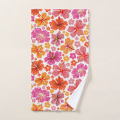 Tropischer Hibiskus - rosa und orange Badhandtuch Set (Handtuch)