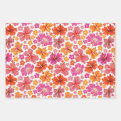 Tropischer Hibiskus - rosa und orange Geschenkpapier Set (Vorderseite 3)