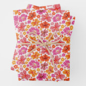 Tropischer Hibiskus - rosa und orange Geschenkpapier Set (Beispiel)