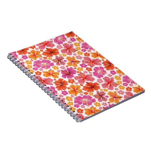 Tropischer Hibiskus - rosa und orange Notizblock (Rechte Seite)