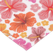 Tropischer Hibiskus - rosa und orange Tischdecke (Schrägansicht)