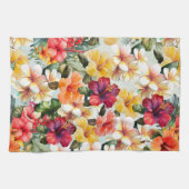 Tropischer Hibiskus Rot-Gelb-Minze Geschirrtuch (Horizontal)