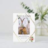 Tropischer Hibiskus Save the Date Foto QR-Code Postkarte (Stehend Vorderseite)