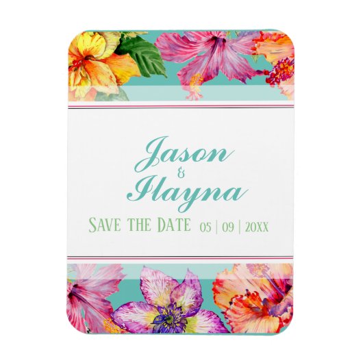 Tropischer Hibiskus Save the Date Magnet (Vertikal)