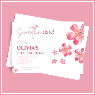 Tropischer Hibiskus Save the Date zum Geburtstag Einladung