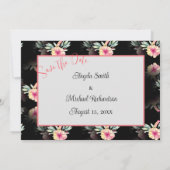 Tropischer Hibiskus Schwarzes Foto Save the Date (Rückseite)