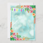 Tropischer Hibiskus Sommergeburtstag Party Einladung (Rückseite)