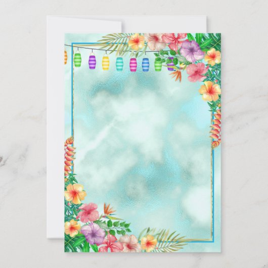 Tropischer Hibiskus Sommergeburtstag Party Einladung (Rückseite)