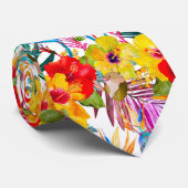Tropischer Hibiskus Sommermuster Neck Tie Krawatte (Gerollt)