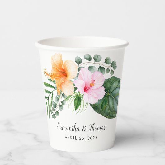 Tropischer Hibiskus und Folios Pappbecher (Vorderseite)