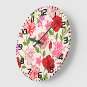 Tropischer Hibiskus und Plumeria Blumenmuster Große Wanduhr (Winkel)
