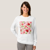 Tropischer Hibiskus und Plumeria Blumenmuster T-Shirt (Vorne ganz)