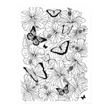 Tropischer Hibiskus und Schmetterlinge