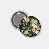 Tropischer Hibiskus: Vintages Blumenmuster Magnet (Vorderseite/Rückseite)