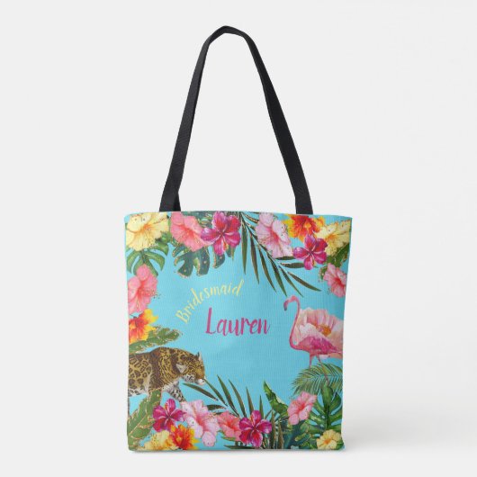 Tropischer Hibiskus Volldrucktasche Tasche (Rückseite)