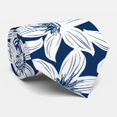 Tropischer Hibiskus von Navy und Weiß Krawatte (Gerollt)