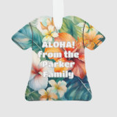 Tropischer Hibiskus Wasserfarbe Hawaiischer Garten Ornament (Rückseite)