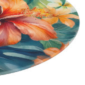 Tropischer Hibiskus Wasserfarbe Hawaiischer Garten Schneidebrett (Ecke)